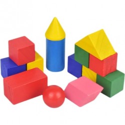 Wooden geometric shapes, 2 cm, colored, 14 pieces
